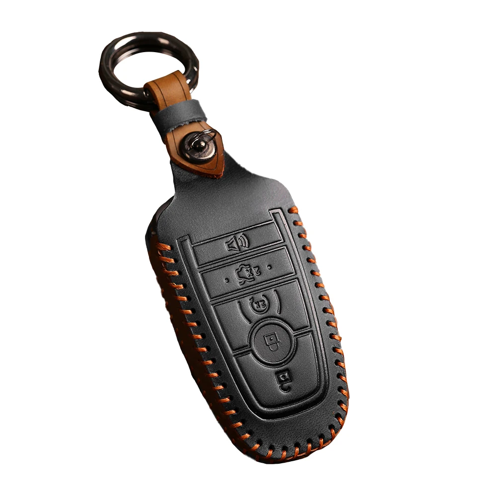 Leather Car Key Case Remote Cover For Ford For Fusion For Explorer For Escape For F150 F250 F350 F450 F550 Auto Interior