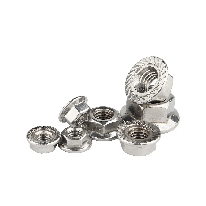 304 Stainless Steel Hex Flange Nuts DIN6923 Anti-Lock Serrated Flange Nut M2.5 M3 M4 M5 M6 M8 M10 M12 M14 M16 M20