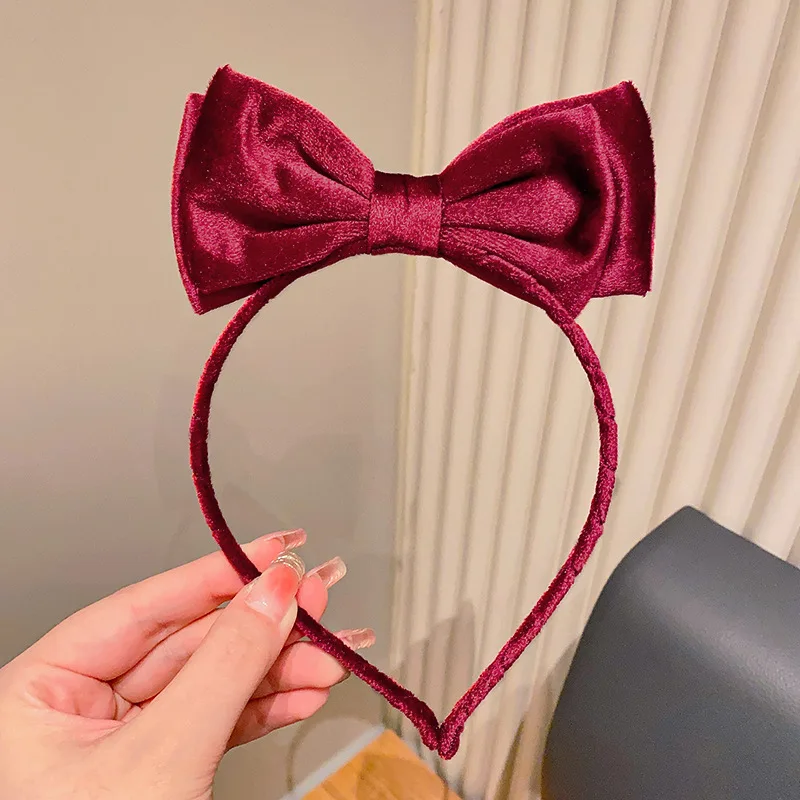 Red Black Velvet Bow Bezel Headwear Women Korean Headband Girls Vintage Hairband Hoop For Wedding Party Hair Bands