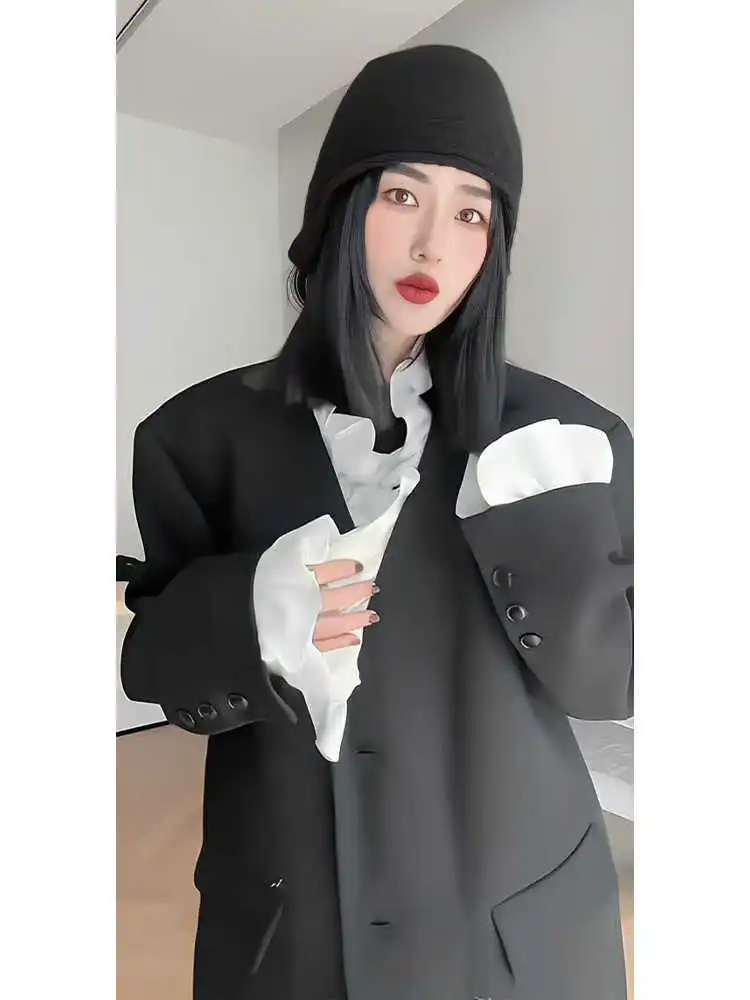 Manteau d'extérieur pour femmes, Blazer féminin, Bandage, Texture Textile grossier, offre spéciale, Harajuku gothique Y2K Punk E Girl