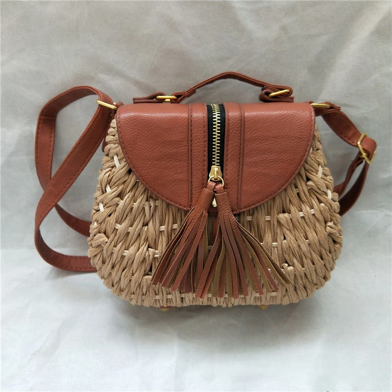 Small Fresh Crossbody Straw Bag Beach Vacation Leisure Shoulder Women's Bag Woven Bag