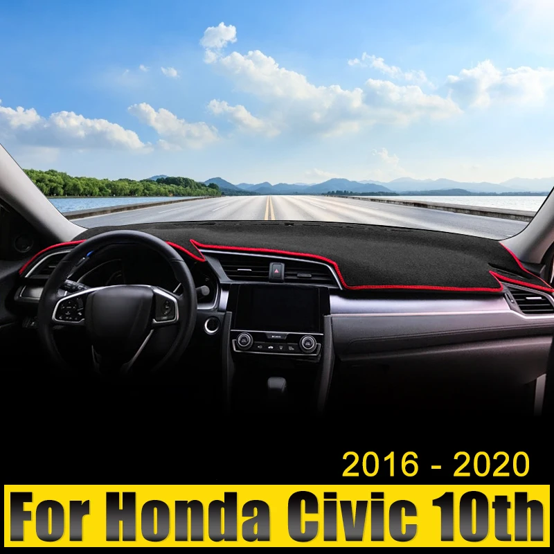 

Car For Honda Civic 10th 2016 2017 2018 2019 2020 Dashboard Cover Avoid Light Pad Sun Shade Case Anti-UV Carpets Non-Slip Mats