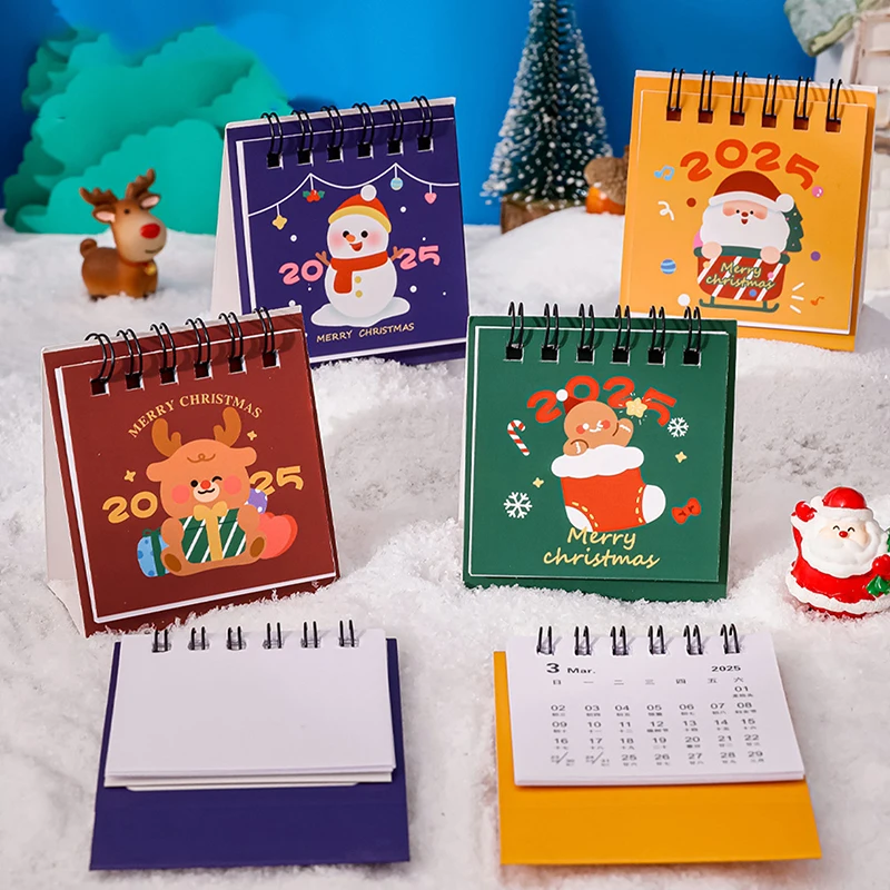 2025 Mini Cartoon Christmas Desk Calendar Portable Pocket Small Daily Planning Calendar Manage Time Schedule Desktop Decoration