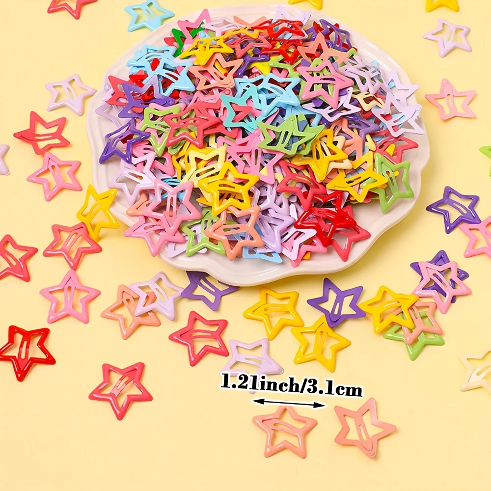 50/100 Pieces of Random Color Y2K Style Cute Five-Pointed Star Hair Clips, Suitable for Daily Wear for Girls