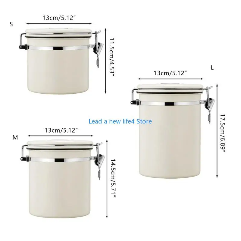 Y55E Coffee Canister Airtights Stainless Steel Container for Coffee Bean 1800ml Teas & Coffee Storage Jar with co2 Valves