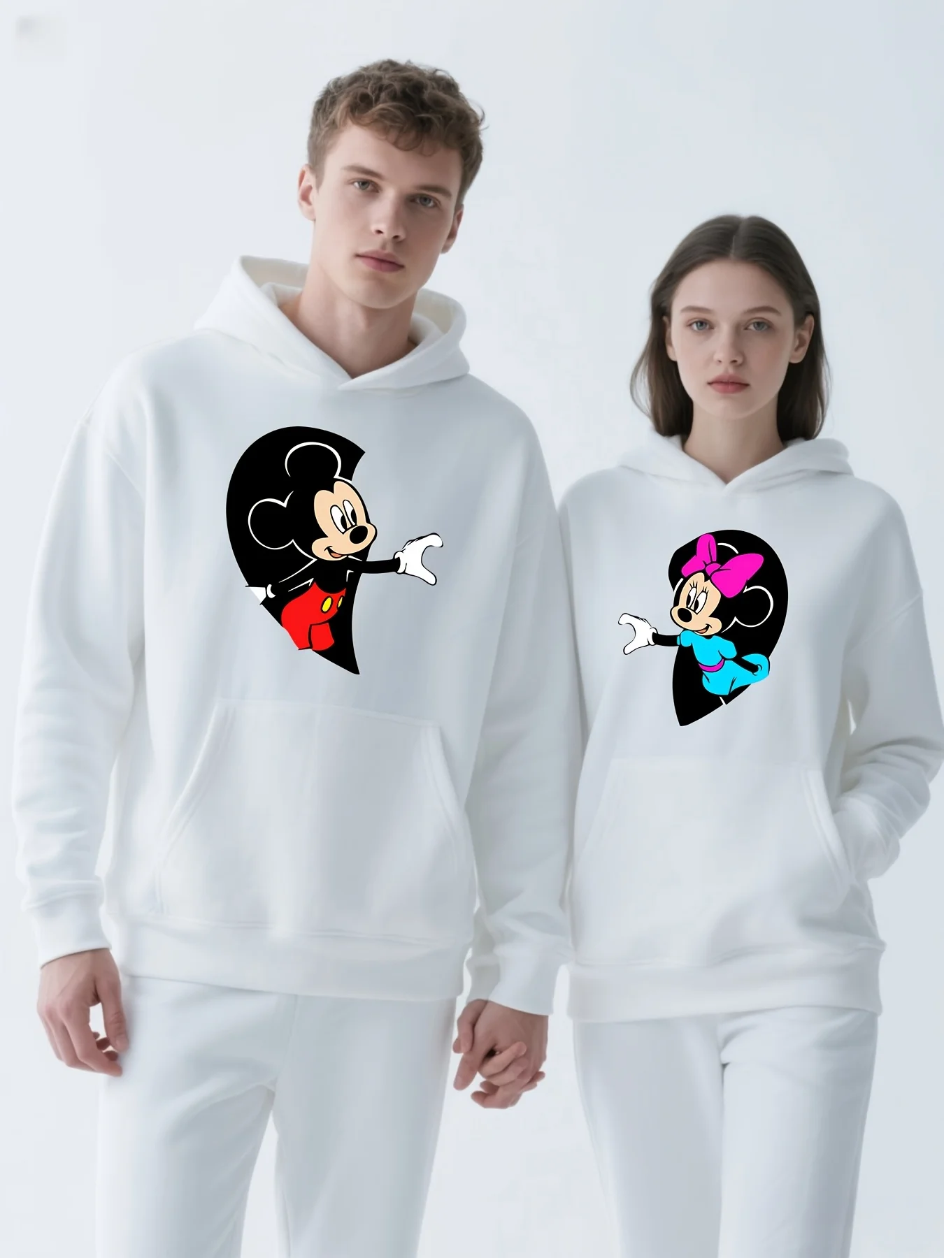 

Couple Hoodie Mickey Minnie Parent-Child Family Men Women Autumn Winter Boys Girls Oversized Hooded Sweater Casual Long Sleeve
