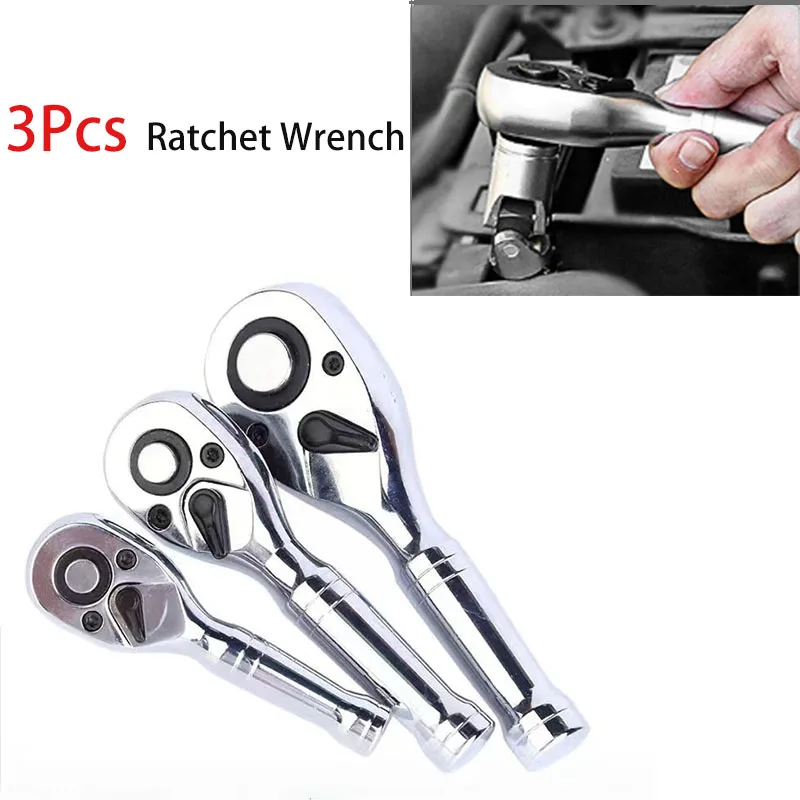 

1/4 3/8 1/2 Big Medium And Small Fly Two-way Drive Stubby Ratchet Set Quick-Release Head Mini Ratchet Wrench 72-Tooth Spanner