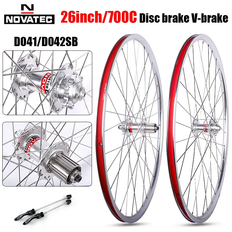 Novatec 700C Road Bike Wheels D041/D042SB Light Bicycle Hubs 26inch MTB bicycle wheel set aluminum alloy 4bearings 7/11S Wheels