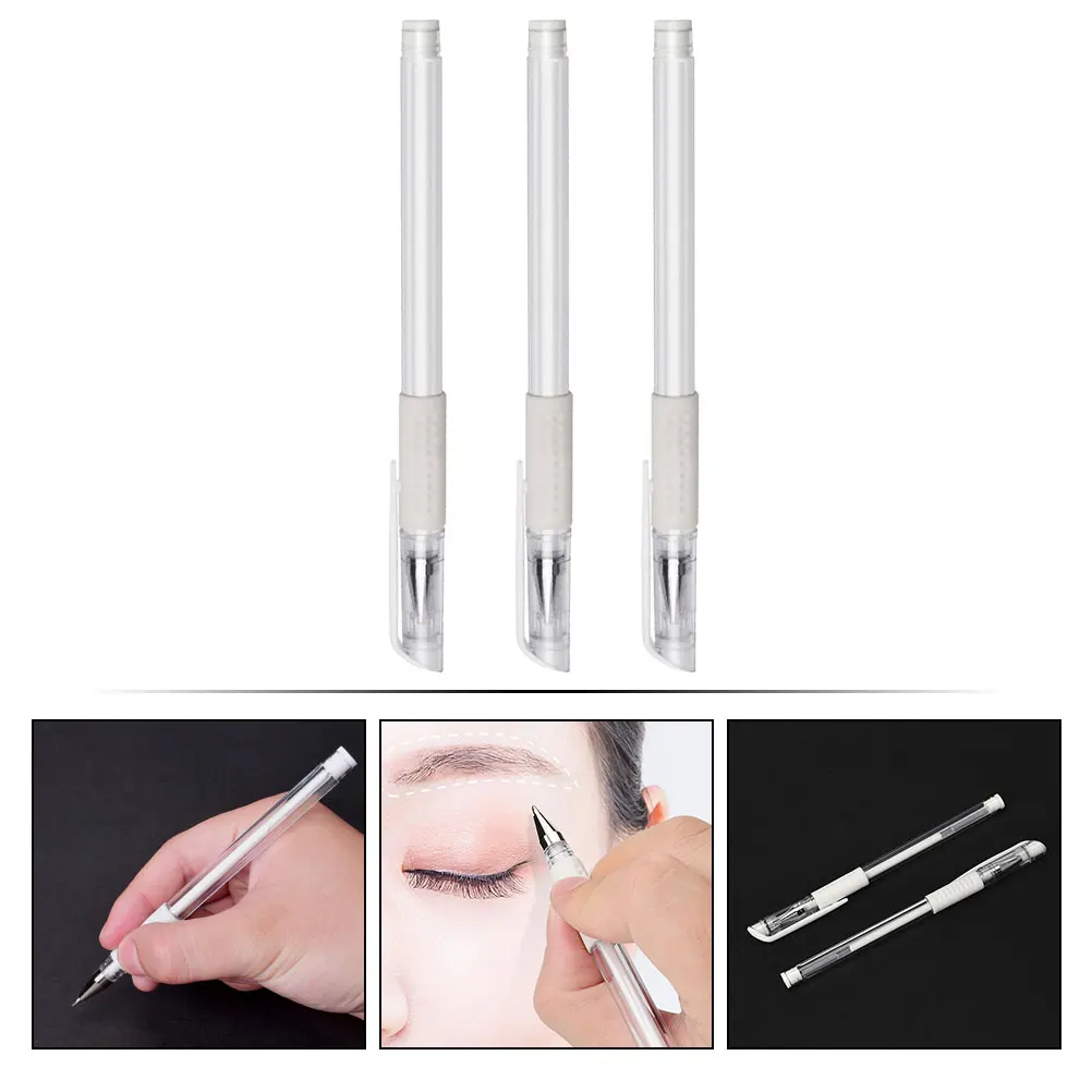 

3pcs White Paint Marker Waterproof Anti Linen Eyebrow Positioning Tool Tattoo Pen Skin Marking Salon Use Non Deformable