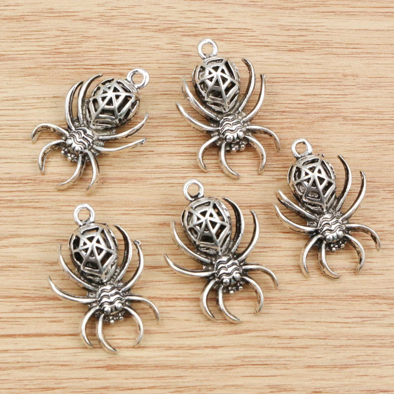 

4pcs 30x20mm Antique Silver Plated Spider Hollow three-dimensional Handmade Charms Pendant:DIY for bracelet necklace