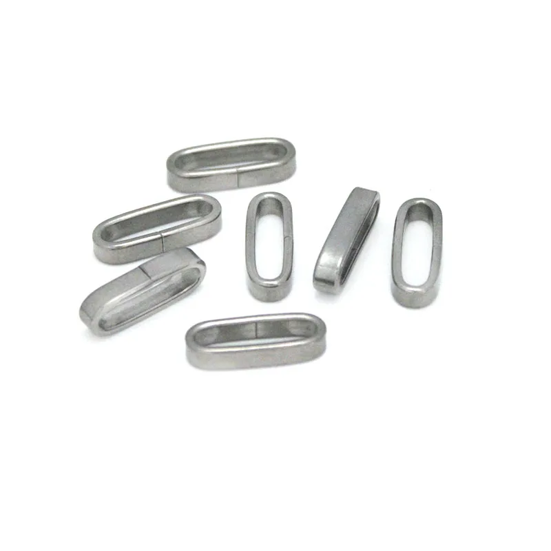 30pcs Stainless Steel Smooth Charms Slider Spacer Beads Accessories for Flat Leather Cord Bracelet Jewelry Making Findings