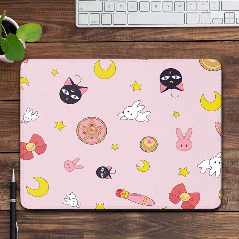 Kawaii Gato Preto Mouse Pad, Pequeno, Anime, Sailor Moon, Computador, Acessórios de Escritório, Tapete de Mesa, Personalizado