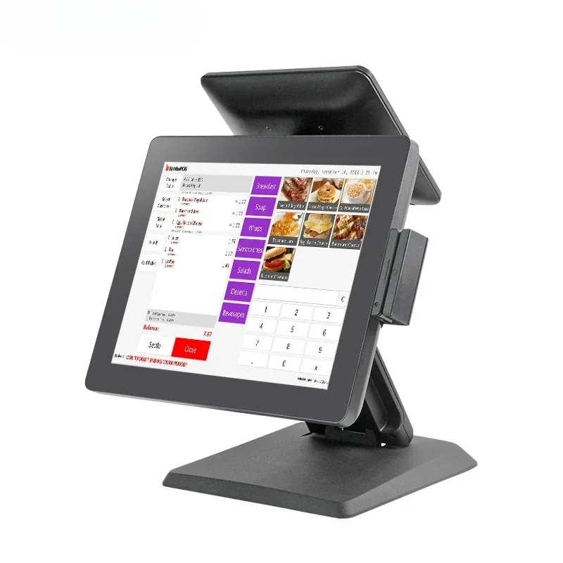 New dual screen pos machine for sale with stand cash register all in one pos system