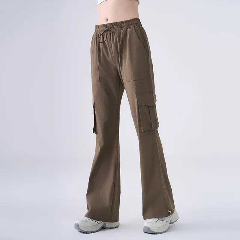 

Running Sports Pants Women's Quick-Drying Fitness Yoga Pants Multi-Pocket Skinny Wide Leg Outdoor Tooling Casual Pants
