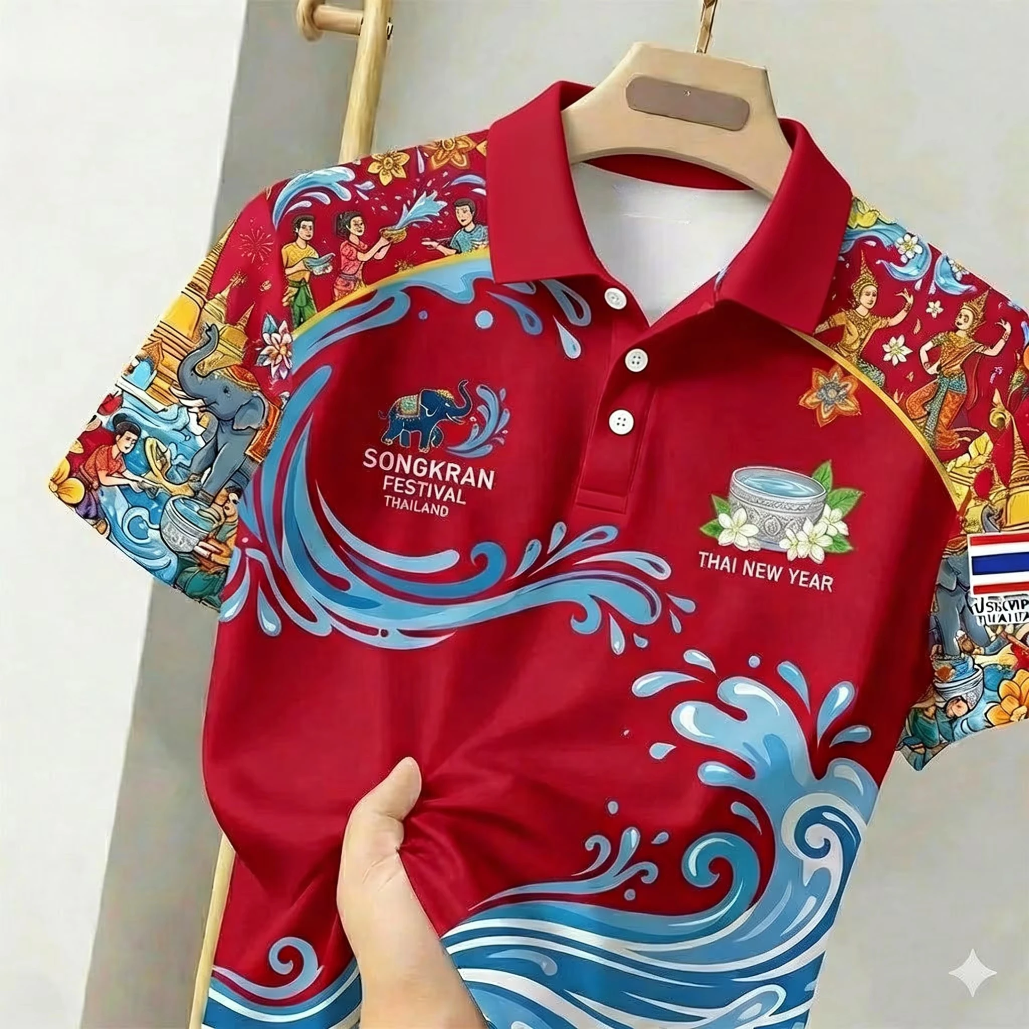 Summer Men's Street 2026 Polo Shirt - Water Festival 3D Print - Breathable and Quick-Drying - Suitable for All Seasons Kids