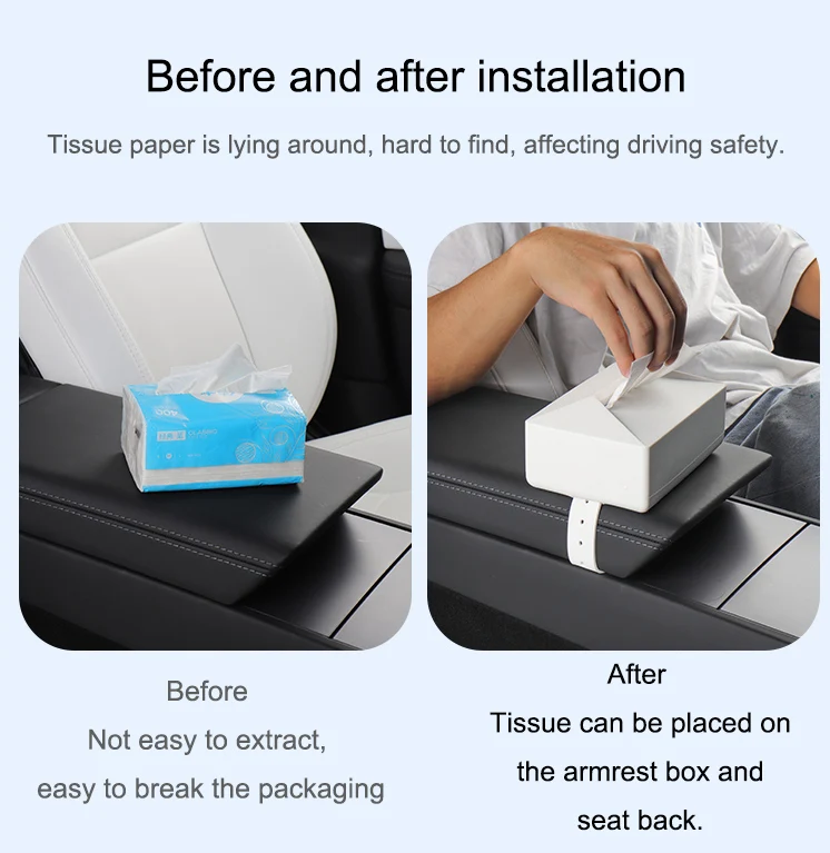 For Tesla Model 3/Y/X/S/3 Highland Car Tissue Holder Box Armrest Seat Back Napkin Center Console Storage Bag Silica Paper Holder