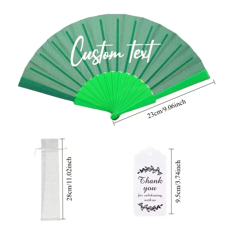 10 Sets/30 Sets/50 Sets/70 Sets of Personalized Custom Green Plastic Fans, a Must-Have Item for Summer, a Cool Gadget for Taking Photos, You Can Customize the Text, Time, and Name You Want, Wedding Gift Fans, Mother's Day Gift Fans, Bridesmaid Favors, Travel Group Fans, Tai Chi Fans, Gymnastics Fans, Performance Props, Personal Folding Fans, Holiday Gifts