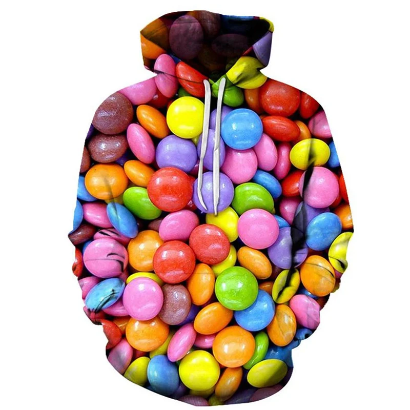 

Colorful Candy Pattern Hoodie For Men Cute 3D Printed Gummy Bear Pullovers Tops Long Sleeve Hoodies Kids Mens Designer Clothes