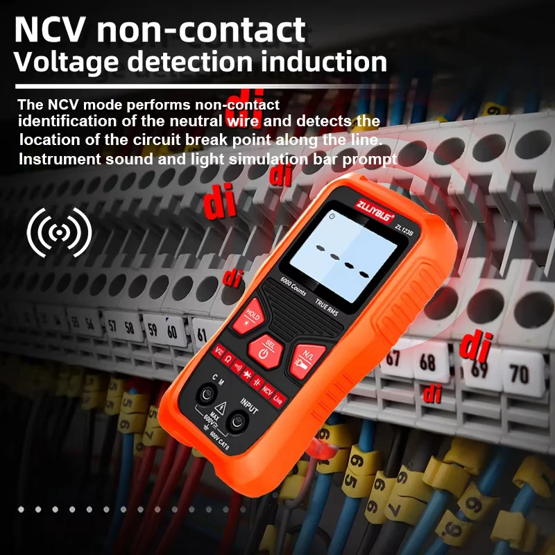 Multímetro de 4000 recuentos, resistencia de voltaje CC/CA, retención de datos NCV, pantalla brillante retroiluminada, herramientas de prueba automática, excluye la batería