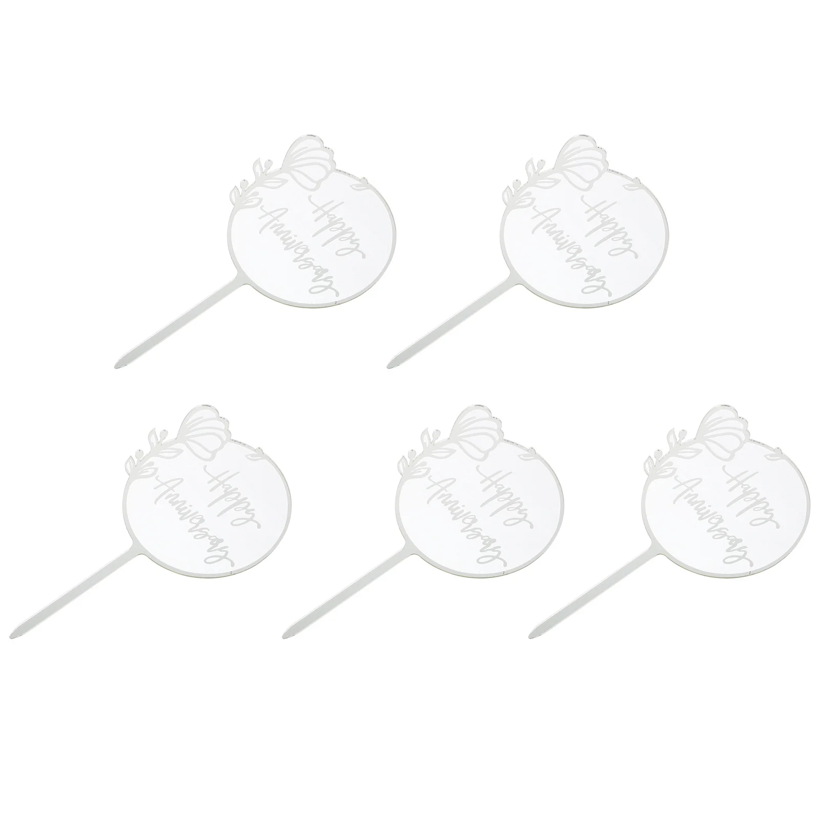 

5Pcs Decorative Cake Topper Acrylic Material Unique Colors Festive Romantic Party Ornaments Holiday Celebration