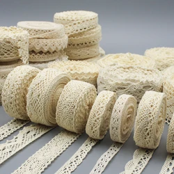 Algodão Renda Trim Costura Crochet Fita Bege Artesanato DIY, Decoração de Festa de Casamento, Presente de Natal, 5m