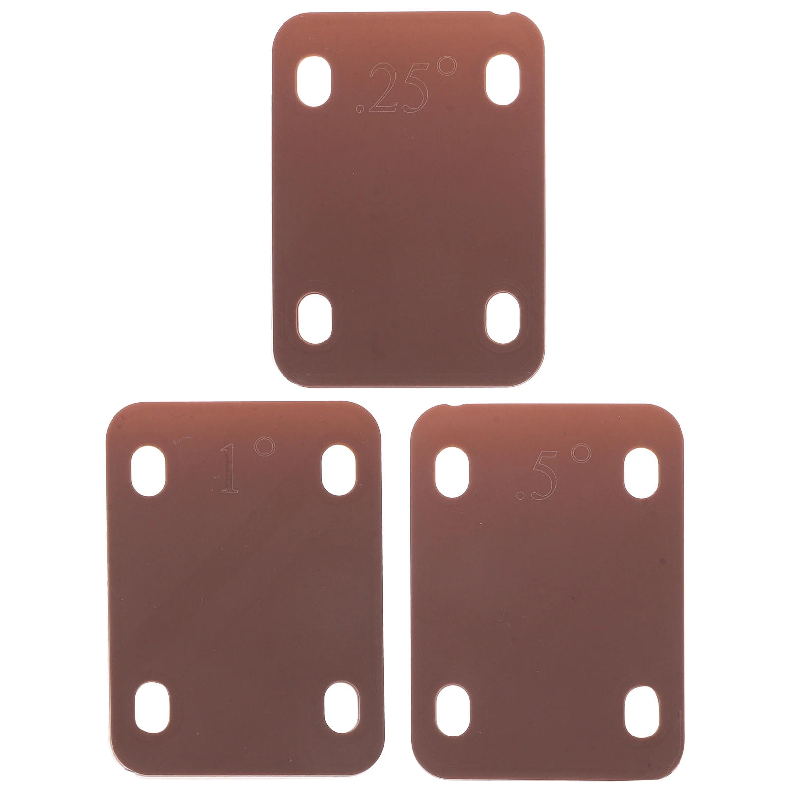 

3 Pcs Guitar Neck Shims Plastic 1°+0.5°+0.25° Brown Angle Adjust Parts Spacer For Electric Bass Guitars Heightening Accessories