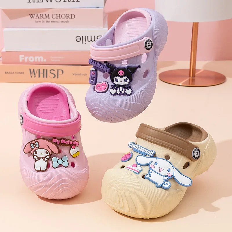 

Anime Kuromi Cinnamoroll My Melody Cute Sanrio Kids Slippers Garden Shoes Summer Home Bathroom Anti-Slip Wear Resistant Slippers