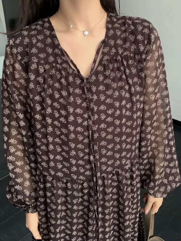 Oversize Herbst Druck Flora Hemd Kleid Frauen Koreanische Lose Langarm Damen Kleider Vestidos