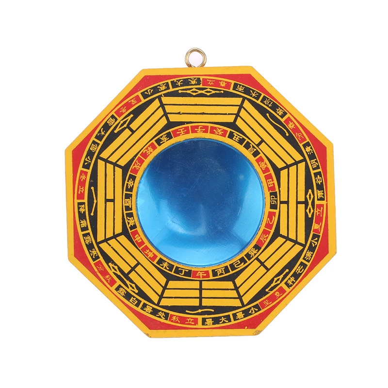 Chinese Lucky Feng Shui Ancient Dent Bagua Wooden Mirror Figurines Home Office Decoration Tabletop Ornaments