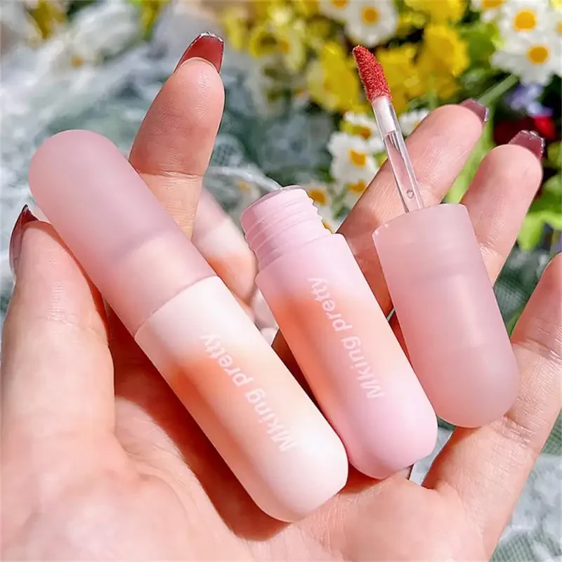 6 cores cápsula lábio lama esmalte batom hidratante veludo fosco mousse brilho labial maquiagem duradoura cosméticos coreanos beleza