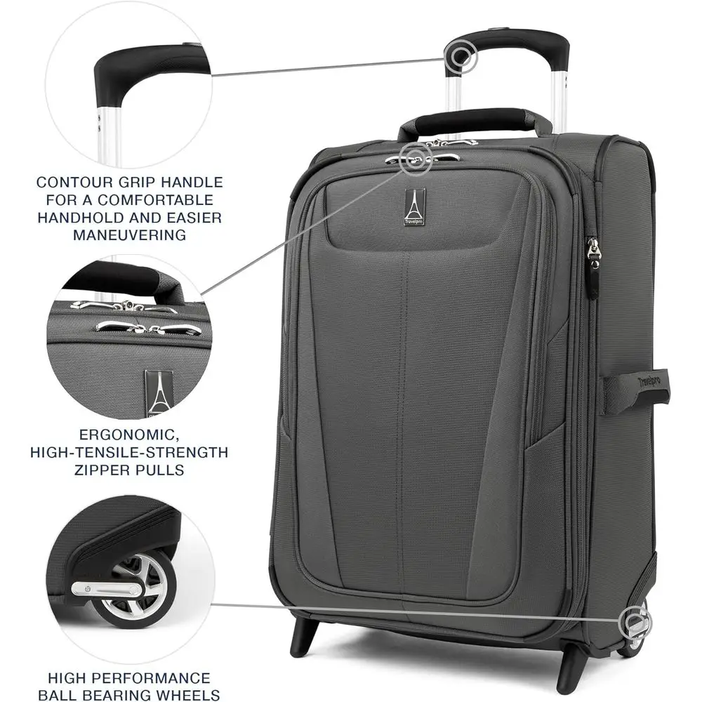 22-Inch Expandable Softside Upright Carry-On Luggage, Lightweight, Shadow Grey