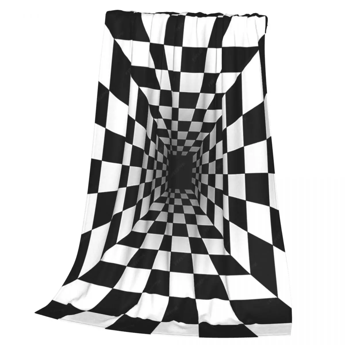 3D Vortex Illusion Black And White Checkered Swirl Trap Blankets Soft Warm Flannel Throw  Cover for Bed Picnic Travel Home Couch