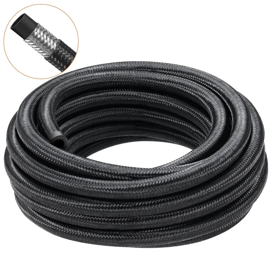 

6AN Fuel Line Kit 20 FT Fuel Hose Kit 0.34 Nylon Stainless Steel Braided Fuel Line Oil Gas Diesel Hose End Fitting Kit with 12