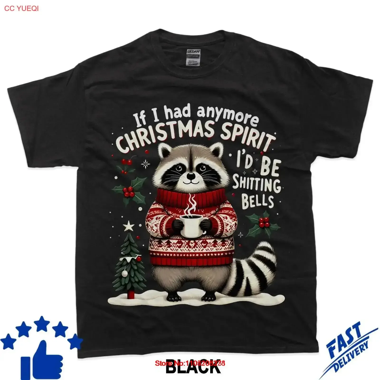 

If I Had Anymore Christmas Spirit Funny Xmas Raccoon Meme T Shirt vintage Washed Breathable Top For Everyday Wear Stretched