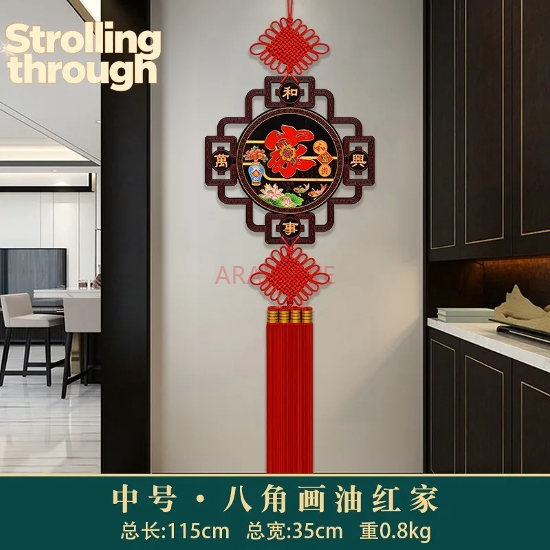 

Новый китайский узелковый декор для гостиной, большой подвесной элемент для фона стены в прихожей, украшение для коридора на Китайский Новый год