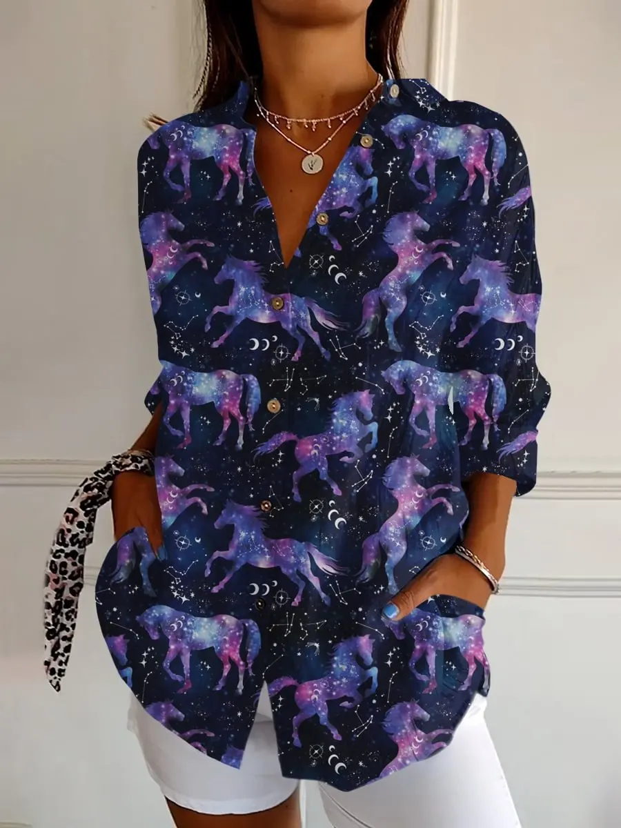 PLstar Cosmos 3D Printing Genuine Color Butterfly Flowers Rose Pattern Latest Ladies Casual Shirt Casual Unique Collection  4