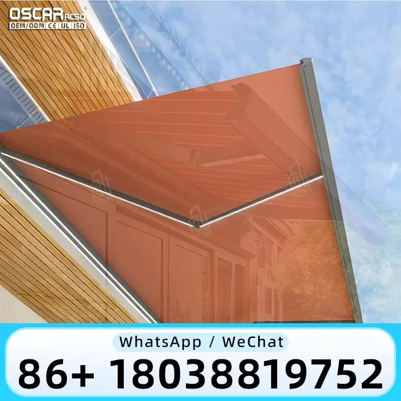 

Retractable Motor Controlled Awning with LED Lights Patio Canopy Outdoor Sunshade for Garden Terrace Balcony Retractable Awning