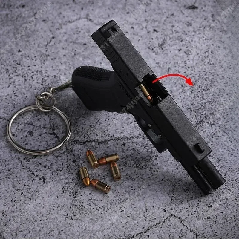 2024 New Alloy Empire Glo G17 G34 TTI Pistol Model Shell Ejection 1:3 Mini Toy Gun Weapon Keychain Metal Keychain Christmas Gift