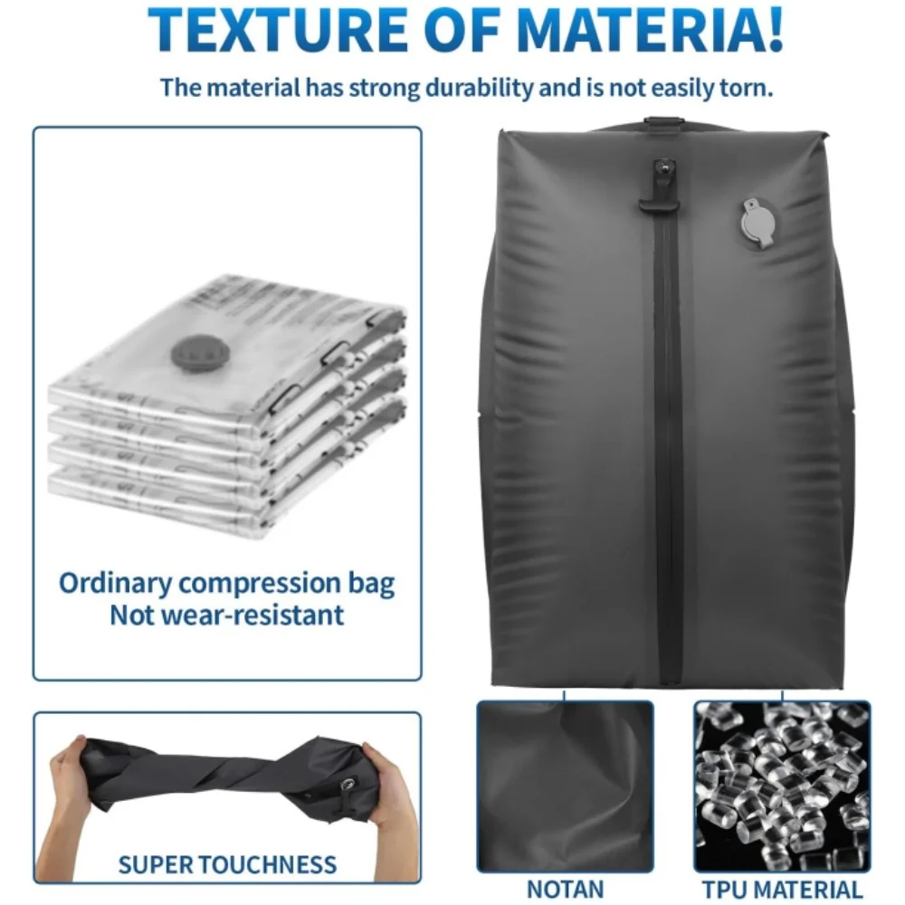 أكياس ضغط الفراغ في الهواء الطلق، أكياس تخزين ملابس السفر والتخييم، خفيفة الوزن، منظم موفر للمساحة لرحلات المشي لمسافات طويلة
