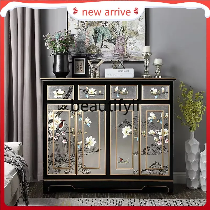 

D2520 New Chinese-style entrance cabinet, household living room, entrance hall cabinet, painted large-capacity storage locker