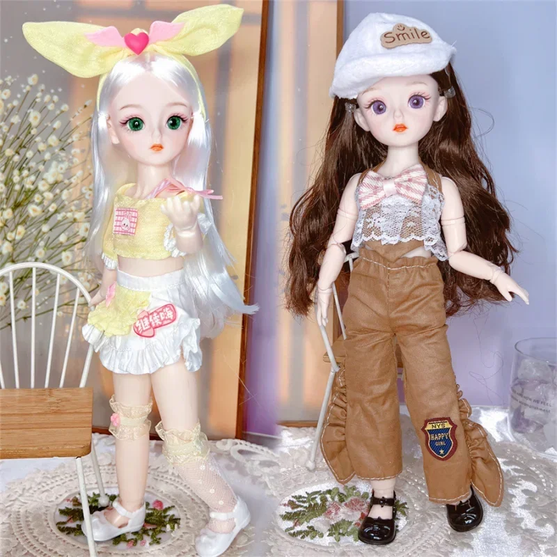 

BJD Doll and Clothes with Multiple Movable Joints 30cm 1/6 3D Simulated Eye Hinge Doll Girl DIY Dress Up Birthday Gift Toy