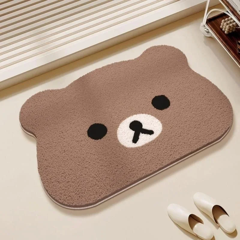 

Кориллаккума ‌ Плюшевый мягкий коврик для дома Rilakkuma: Нескользящий напольный коврик с мультяшным медведем для спальни, детский коврик-плюшевик в виде ночного медведя