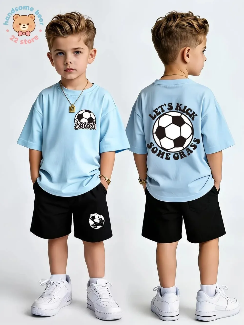 Summer Summer Clothing Set Kids Soccer Print T-shirt Shorts 2PCS Outfit Children Sport Casual Tracksuit Cotton Teenage Boy Clothes - Aliexpress Deal