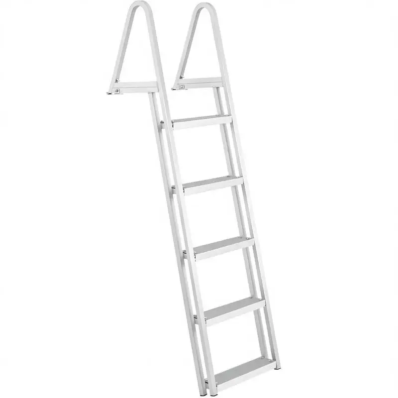 Escalera Desmontable para Embarcaciones de 5 Peldaños, Capacidad de Carga de 350 lb, Escalera para Pontón con Peldaños de 4'' de Ancho y Diseño Antideslizante para Barcos/Lagos/Piscinas/Embarcaciones Marinas