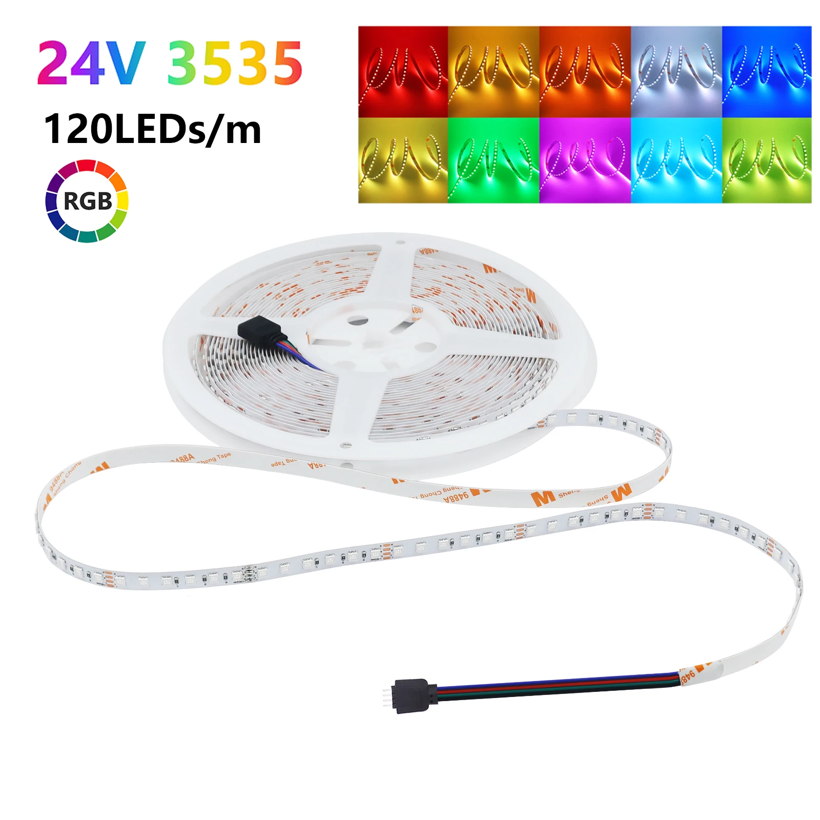 12V 24V RGB LED Light Strip 8MM PCB SMD 3535 120LEDs/m Flexible And Cuttable Soft Lamp Bar for TV Backlight Room Decor 5M/10M
