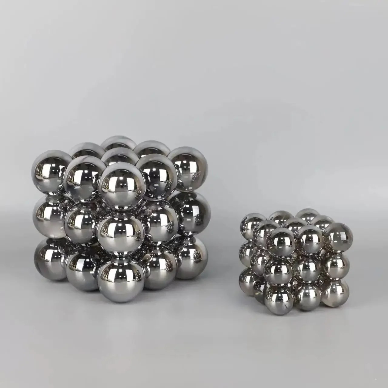 Creative Geometric Crystal Ornaments Stack Ball Blocks Molecular Glass Handicrafts Silver Ball Home Decoration Accessories