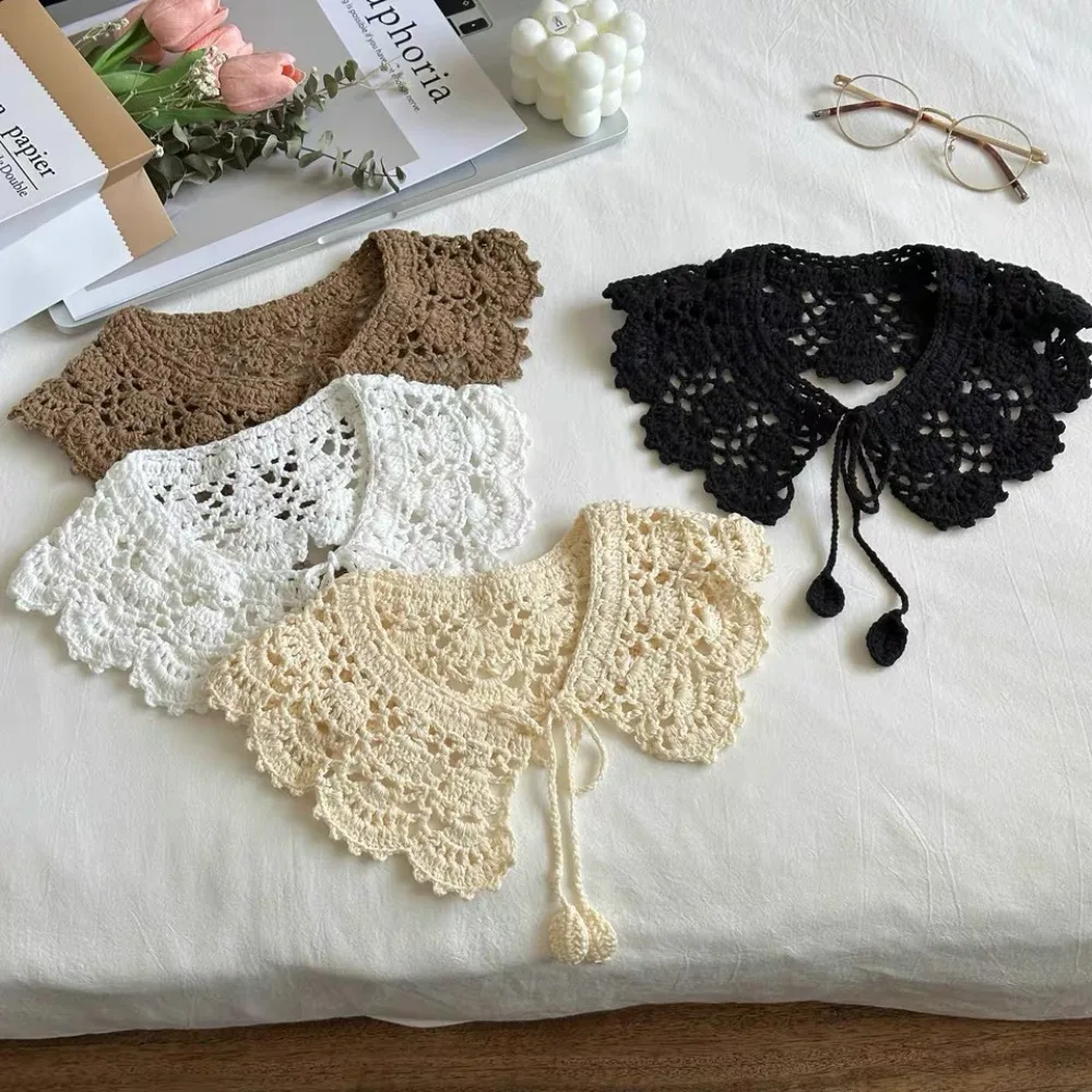 Sweet Hollow Out Crochet Shawl Detachable Round Neck Knitted Scarves Scarf Accessories Clothes Decoration