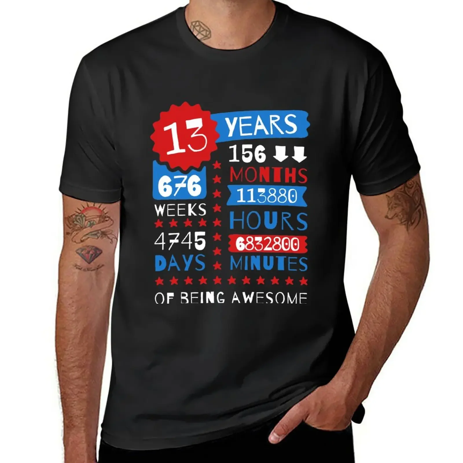 13 Years Of Being Awesome - Splendid 13th Birthday Gift Ideas T-Shirt customs heavyweights Men's cotton t-shirt