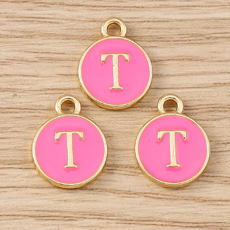 10 Stück niedliche, doppelseitige Buchstabenanhänger aus Emaille, Alphabet A-Z, zum Basteln von Schmuck, für Namens-Ohrringe, Halsketten und DIY-Bastelarbeiten. – Detail 22