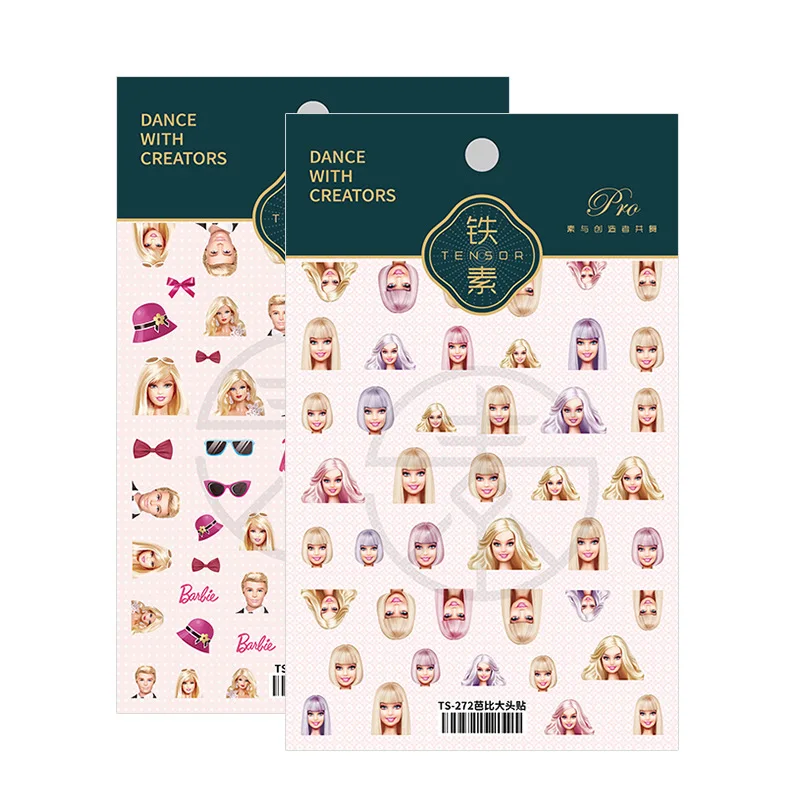 1Pc Kawaii Barbie Nail Art Stickers Accessories Anime Cartoon Doll Diy Nails Patch Children Girls Manicure Decals Gifts Toys